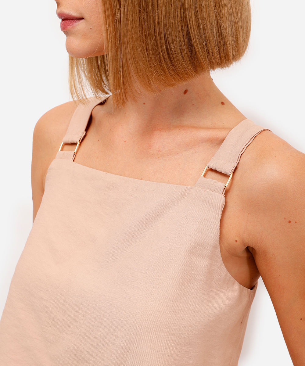 cropped feminino de viscose decote quadrado bege