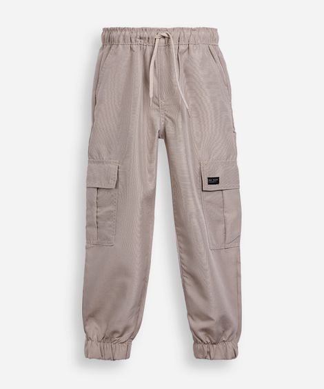 calça jogger infantil texturizada bege