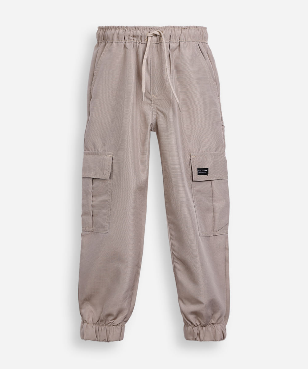 calça jogger infantil texturizada bege