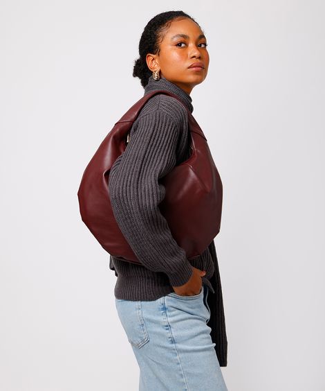 bolsa feminina shoulder com pregas mindset vinho escuro