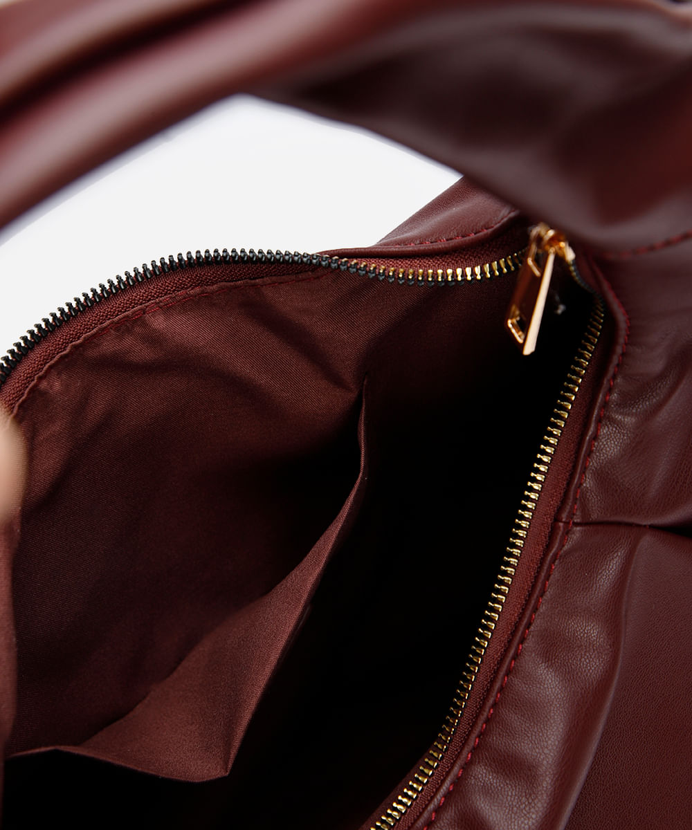 bolsa feminina shoulder com pregas mindset vinho escuro