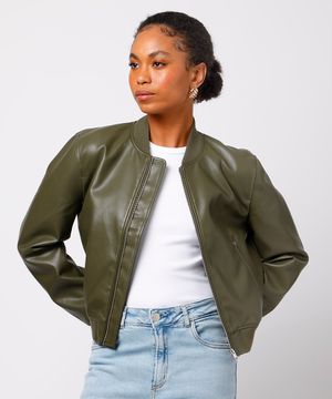 jaqueta bomber de poliuretano mindset verde