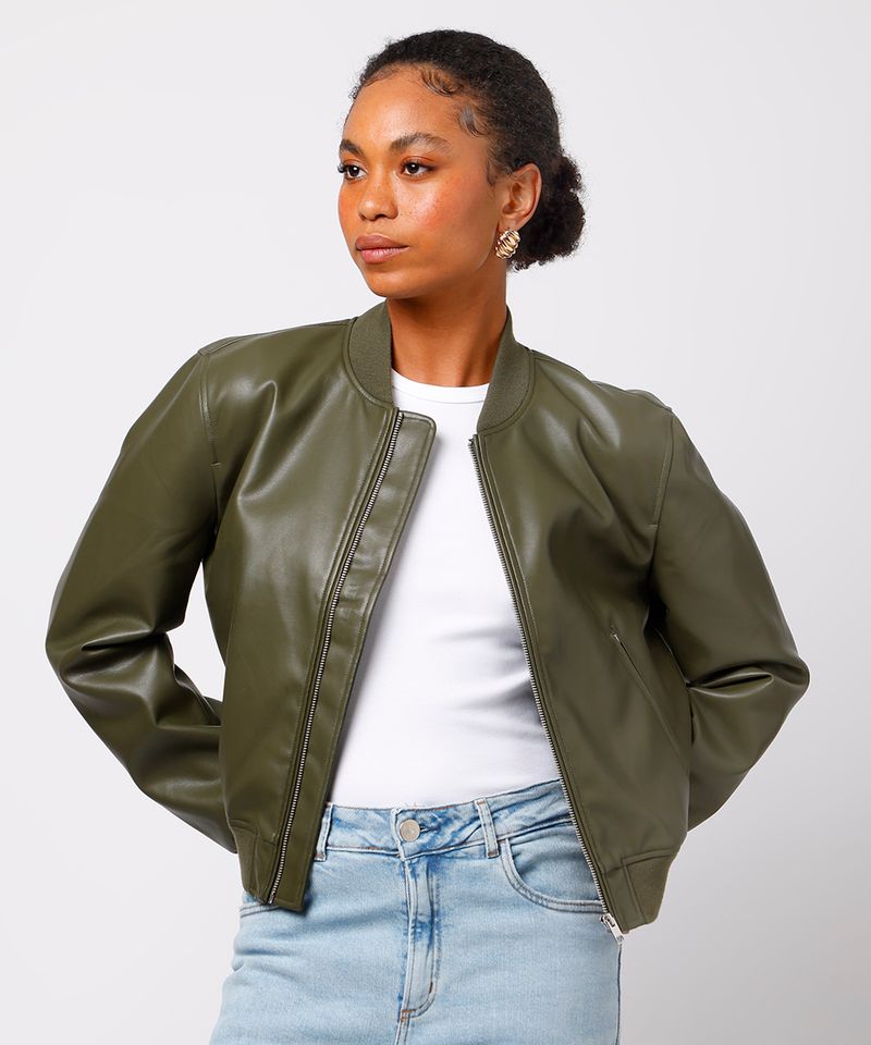 jaqueta bomber de poliuretano mindset verde