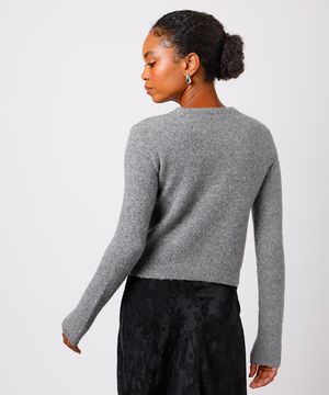 suéter feminino de tricot com lã mindset cinza