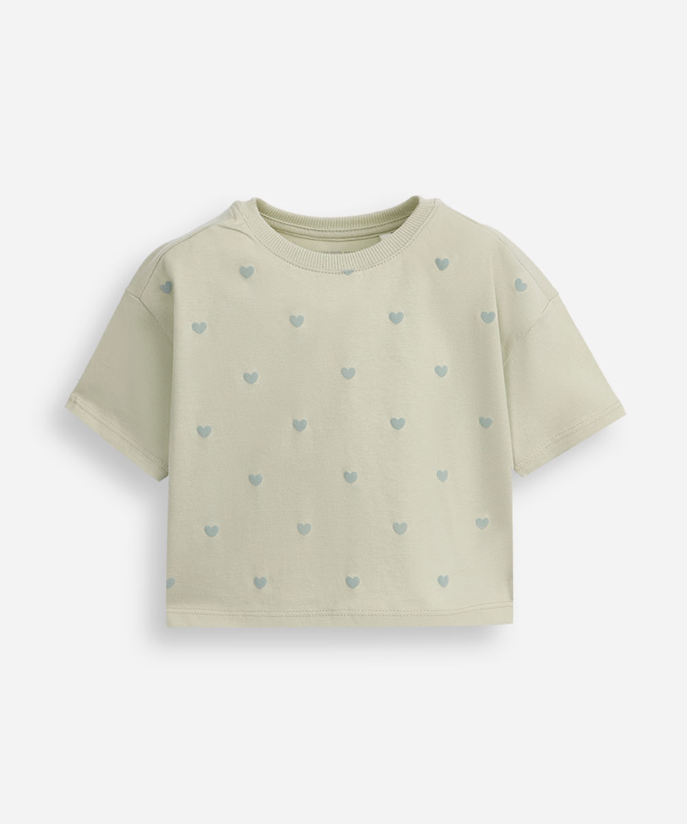 blusa infantil de algodão corações verde