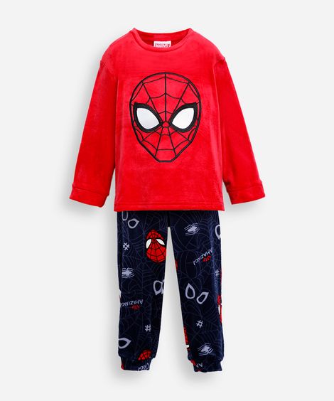 pijama infantil de plush homem aranha vermelho