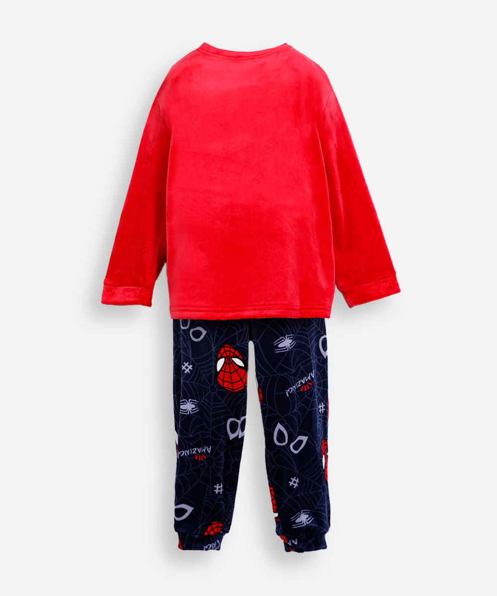 pijama infantil de plush homem aranha vermelho