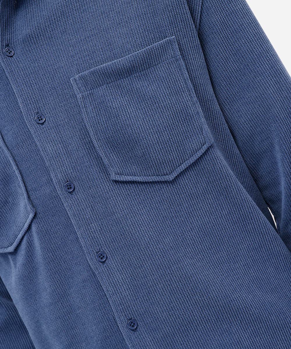 camisa masculina manga longa canelada azul