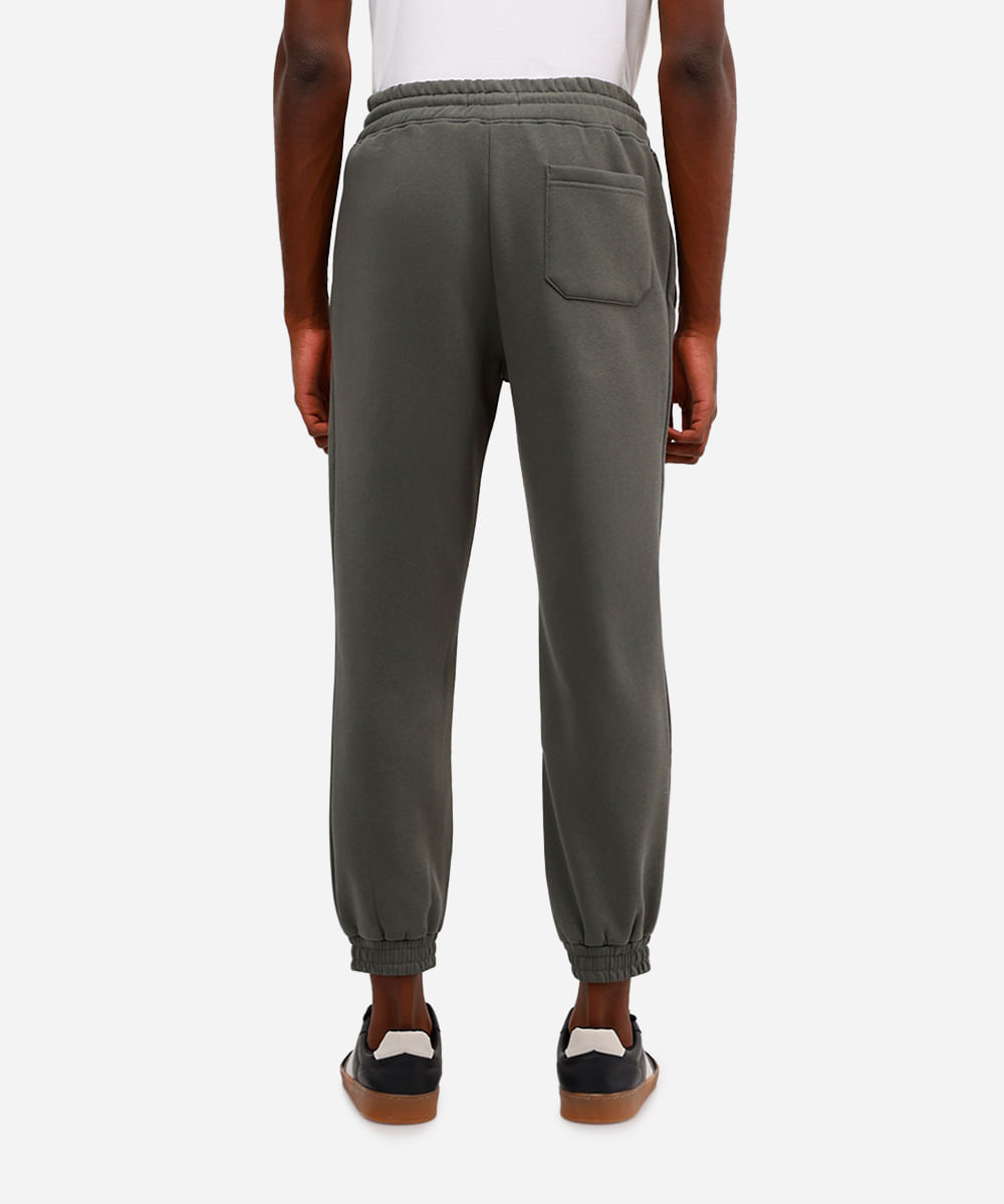 calça básica jogger masculina de moletom felpado verde