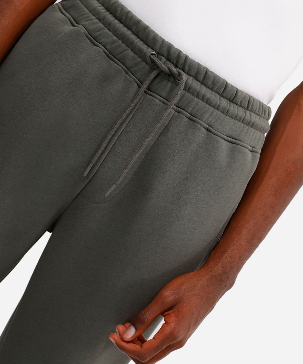 calça básica jogger masculina de moletom felpado verde