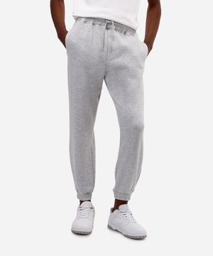 calça básica jogger masculina de moletom felpado cinza
