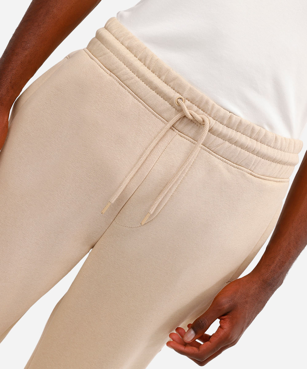calça básica jogger masculina de moletom felpado bege