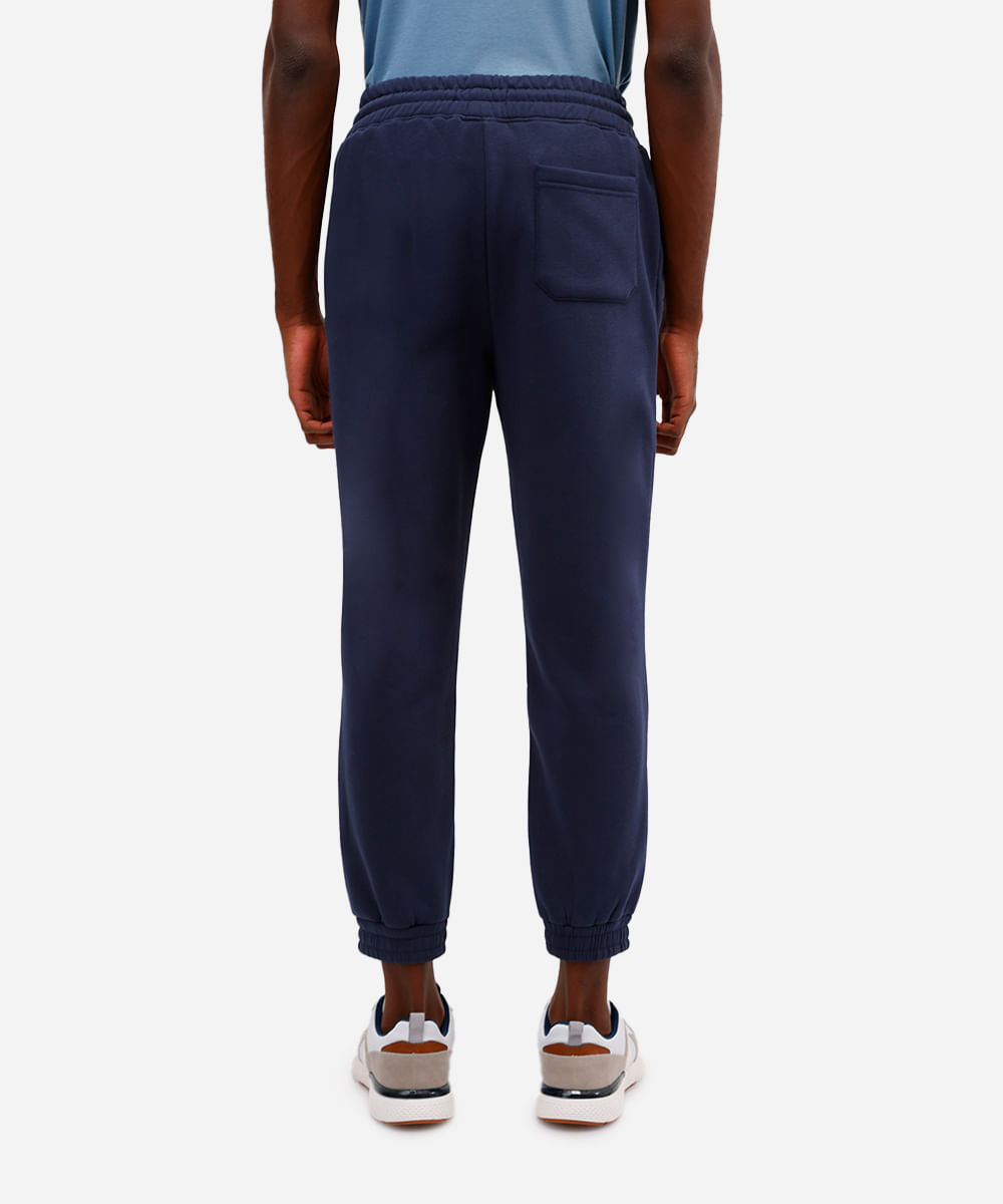 calça básica jogger masculina de moletom felpado azul