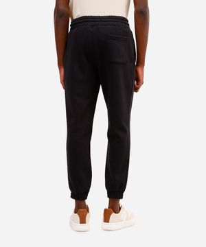 calça básica jogger masculina de moletom felpado preta