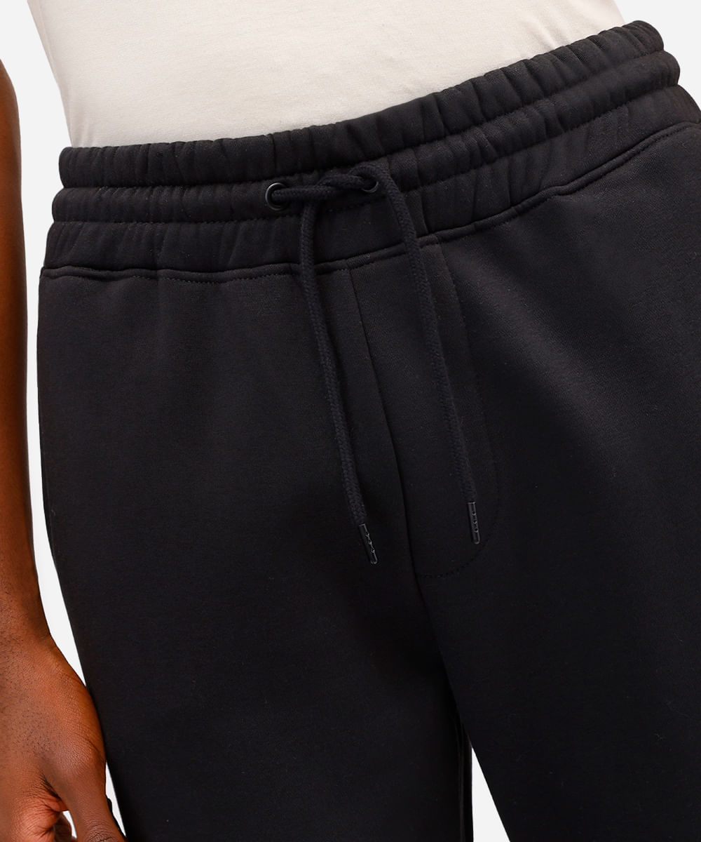 calça básica jogger masculina de moletom felpado preta