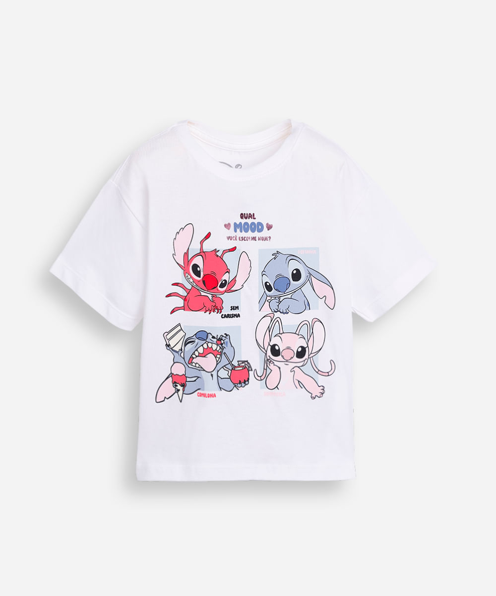 blusa infantil de algodão stitch off white