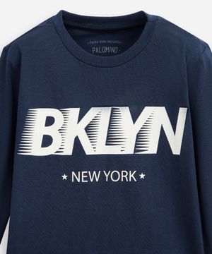 camiseta infantil de algodão manga longa estampada azul
