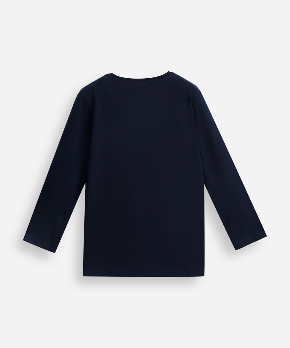 camiseta infantil de algodão manga longa bluey azul