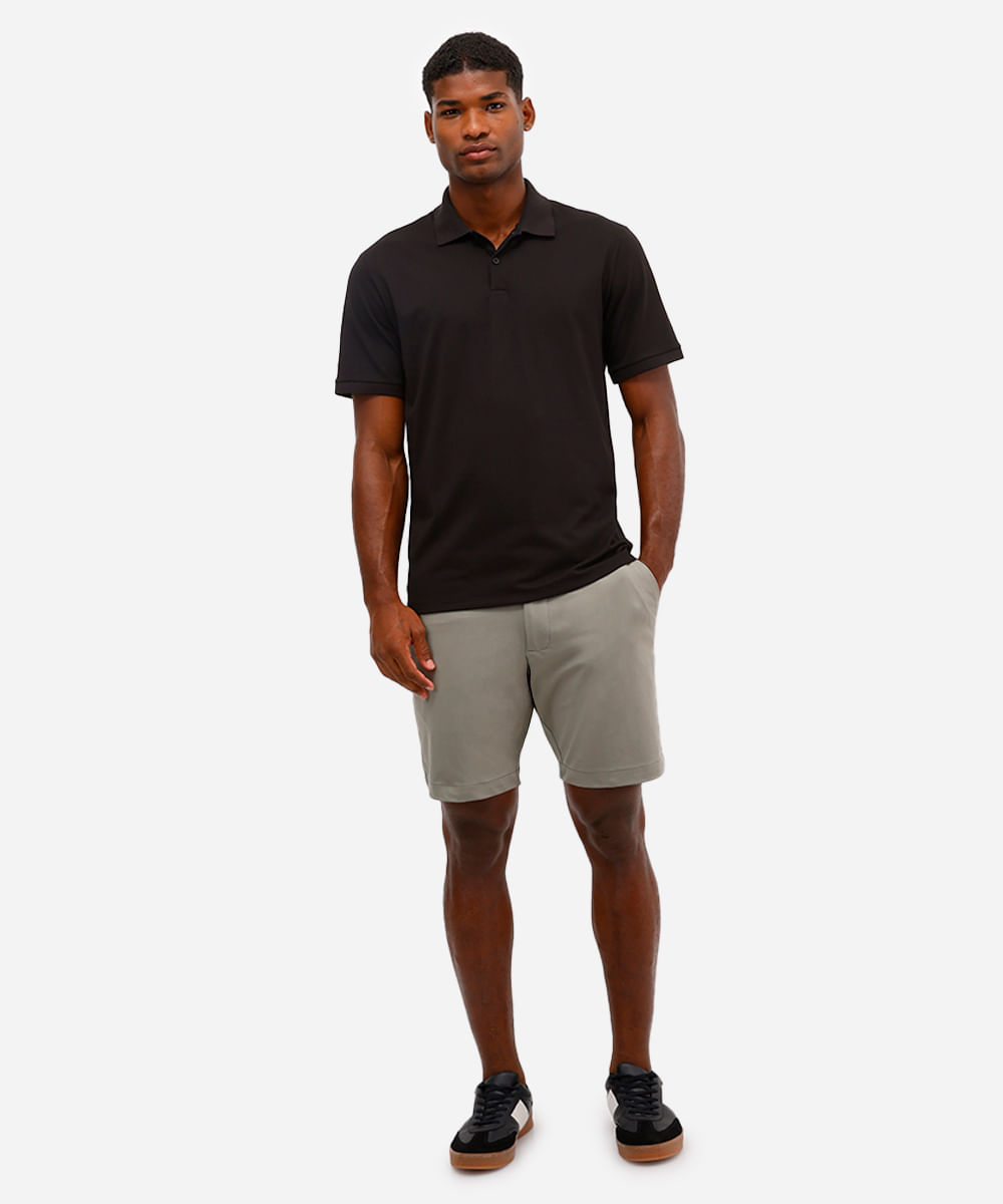 polo comfort masculina manga curta coolmax preta