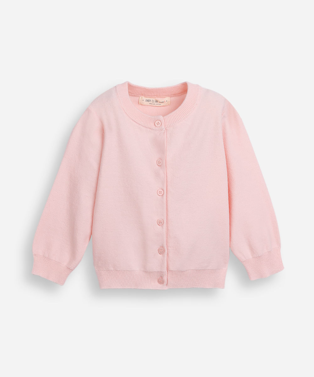 cardigan de tricot infantil rosa