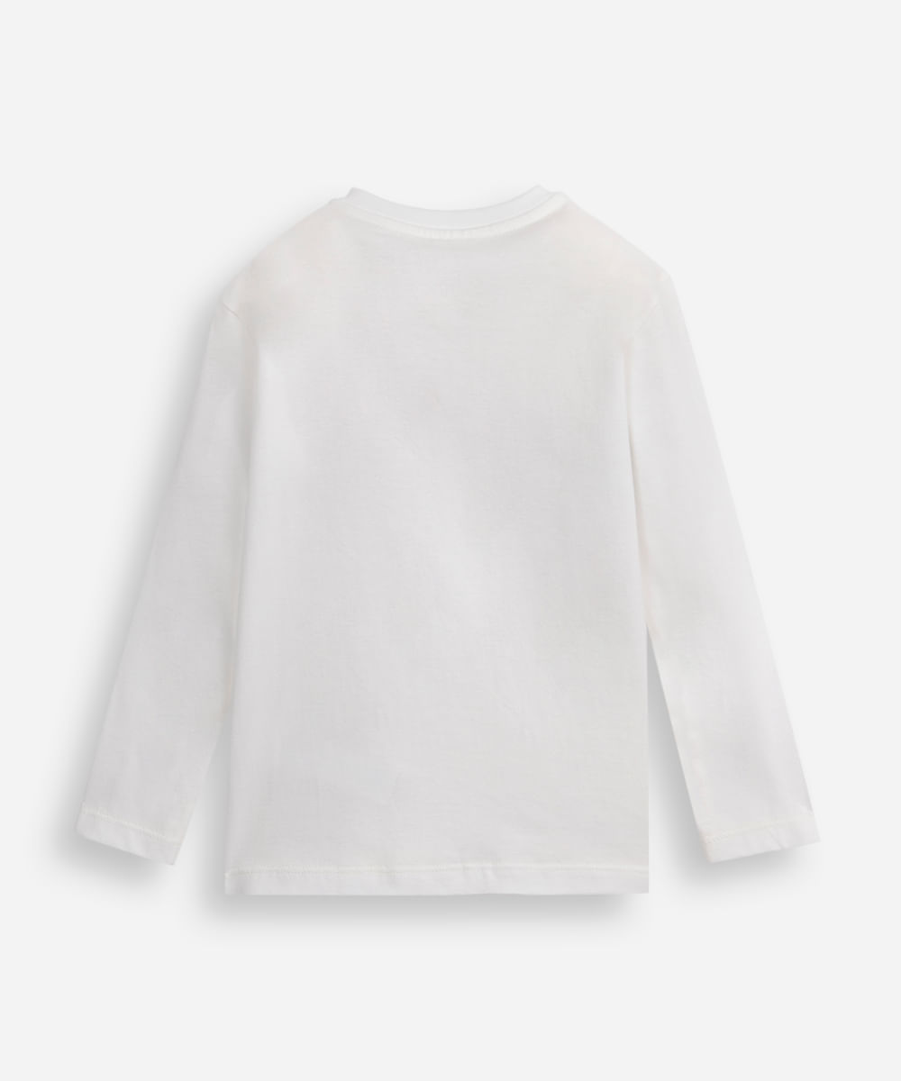camiseta infantil de algodão manga longa hot wheels off white