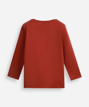 camiseta infantil de algodão manga longa jipe texturizada vermelho