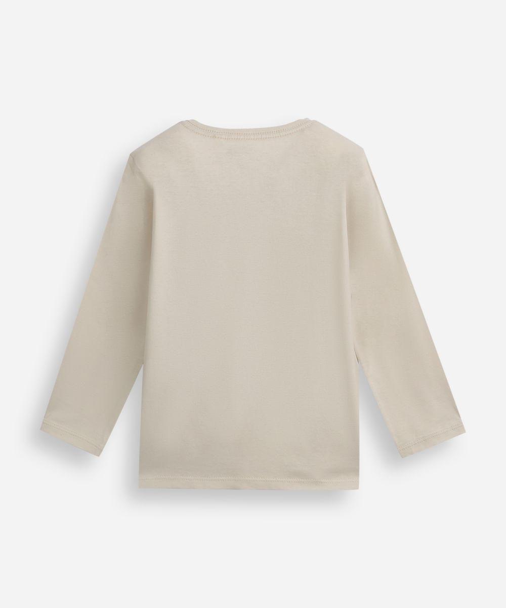 camiseta infantil de algodão manga longa o rei leão bege
