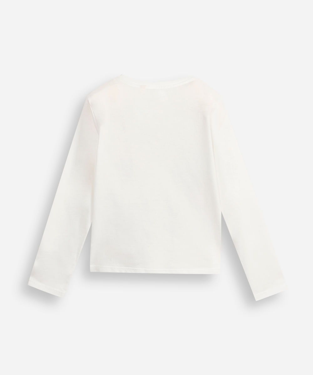 blusa infantil de algodão manga longa hello kitty com glitter off white