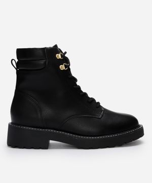 bota coturno feminina cano curto tratorada vizzano preta