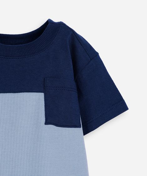 conjunto curto infantil com recorte azul