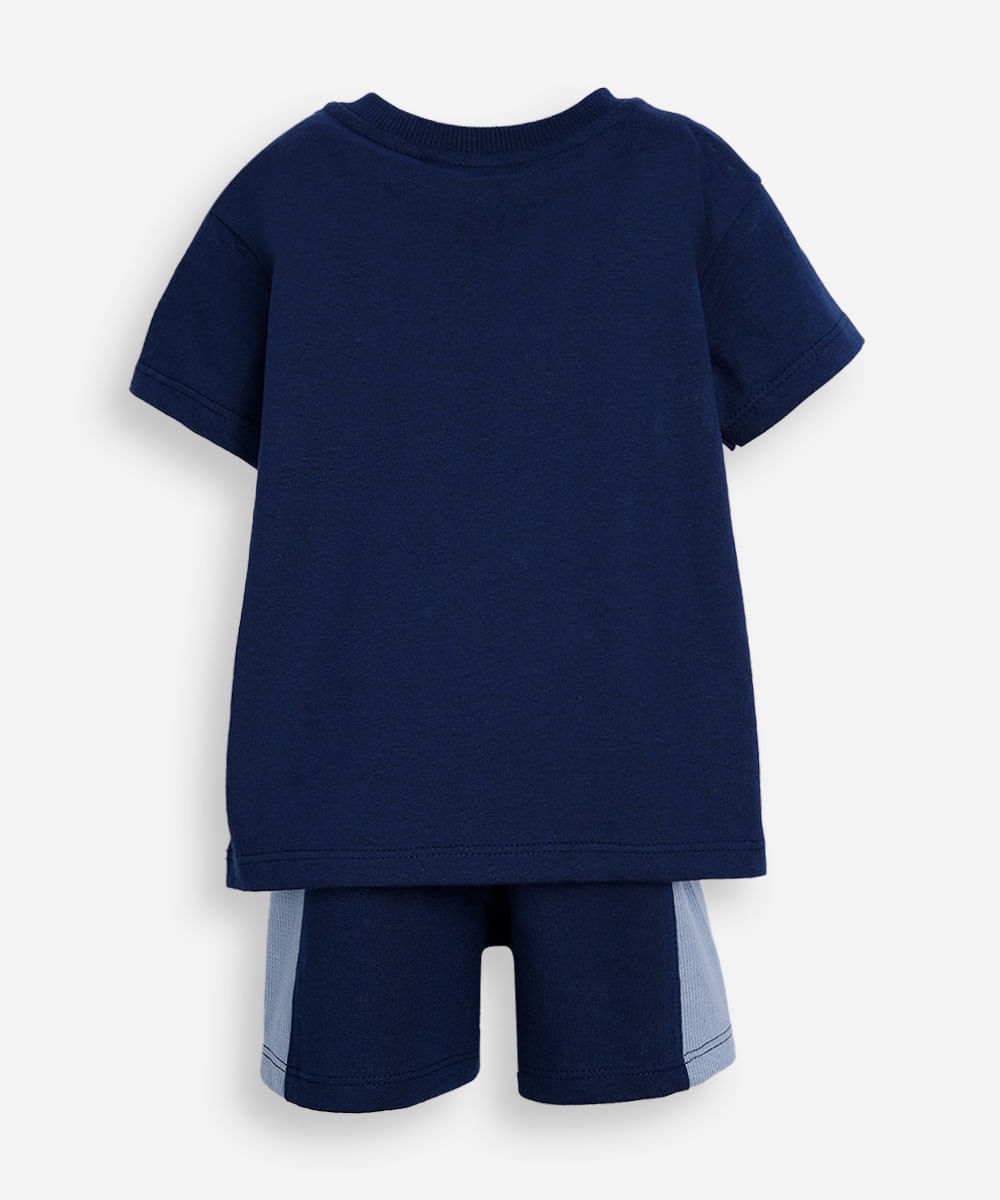 conjunto curto infantil com recorte azul