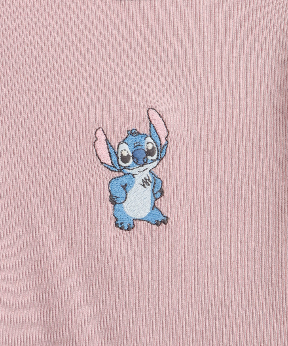 blusa de algodão infantil com fru fru stitch rosa