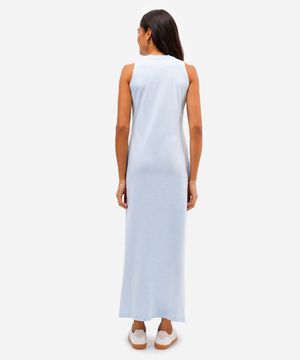 vestido longo de algodão básico preto - azul claro