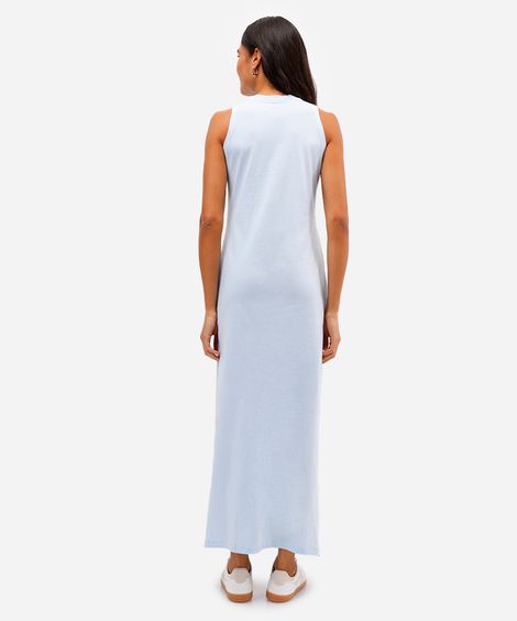 vestido longo de algodão básico - azul claro
