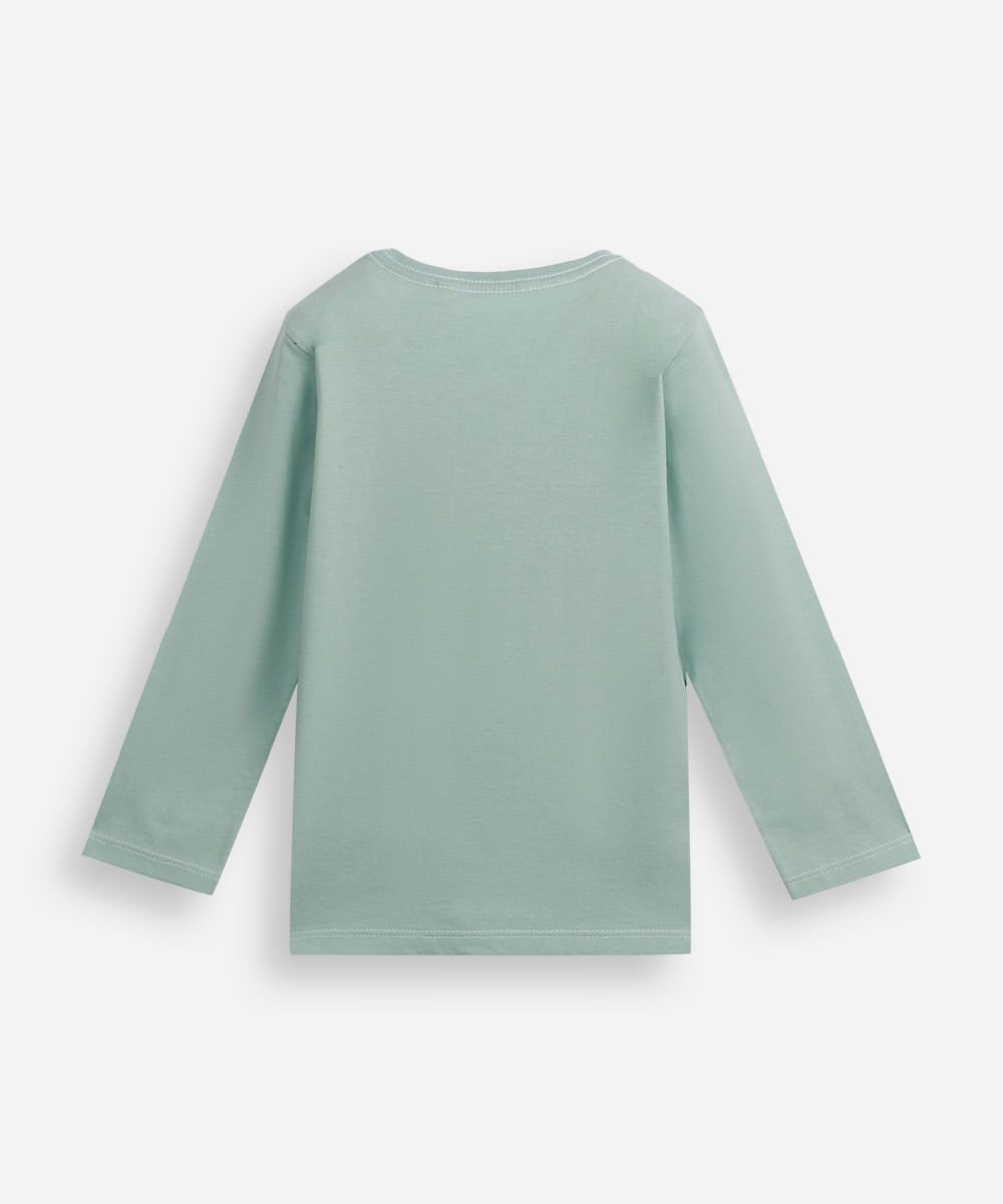 camiseta infantil de algodão manga longa snoopy verde