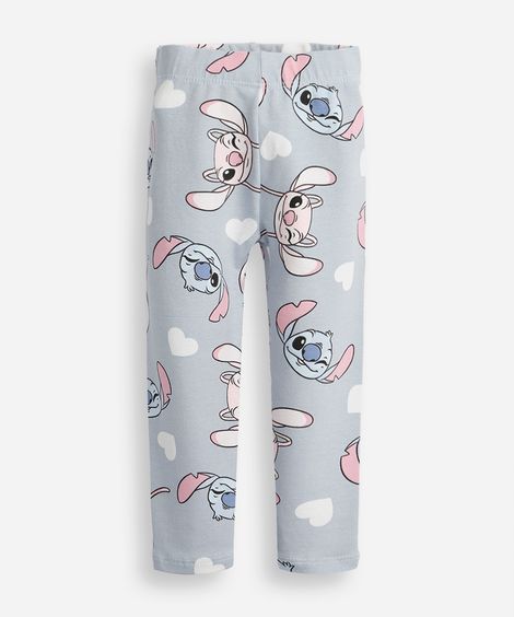 calça legging infantil stitch e angel azul