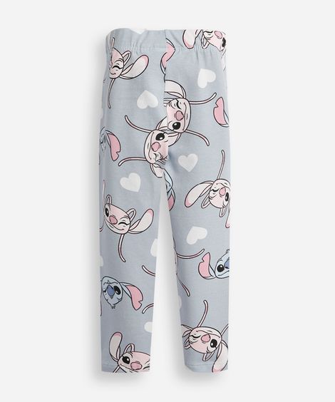 calça legging infantil stitch e angel azul