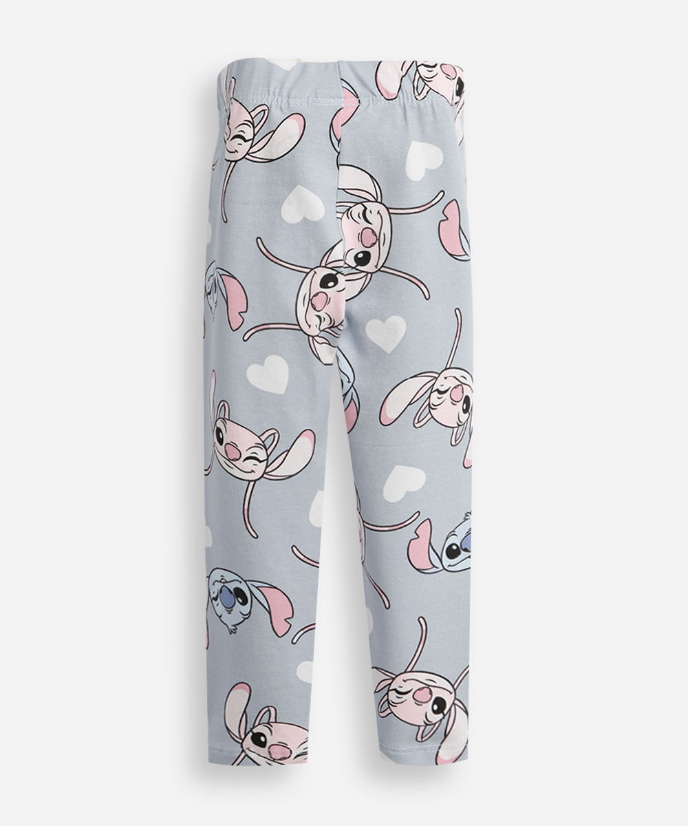 calça legging infantil stitch e angel azul