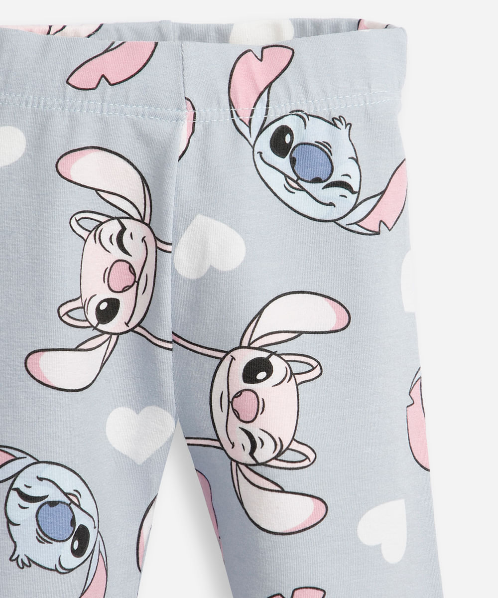 calça legging infantil stitch e angel azul