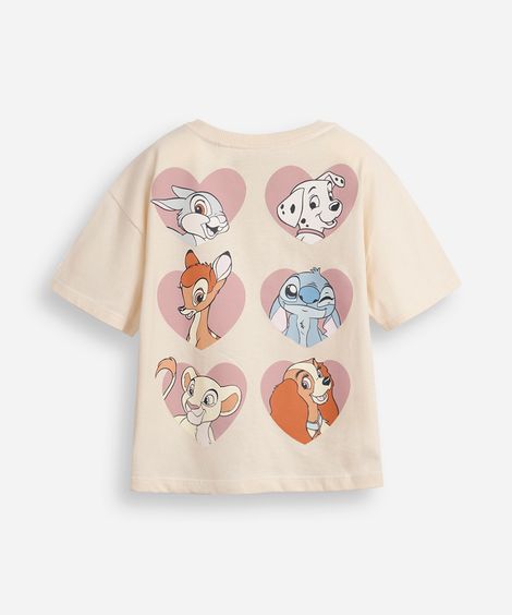 camiseta de algodão infantil manga curta amigos bege