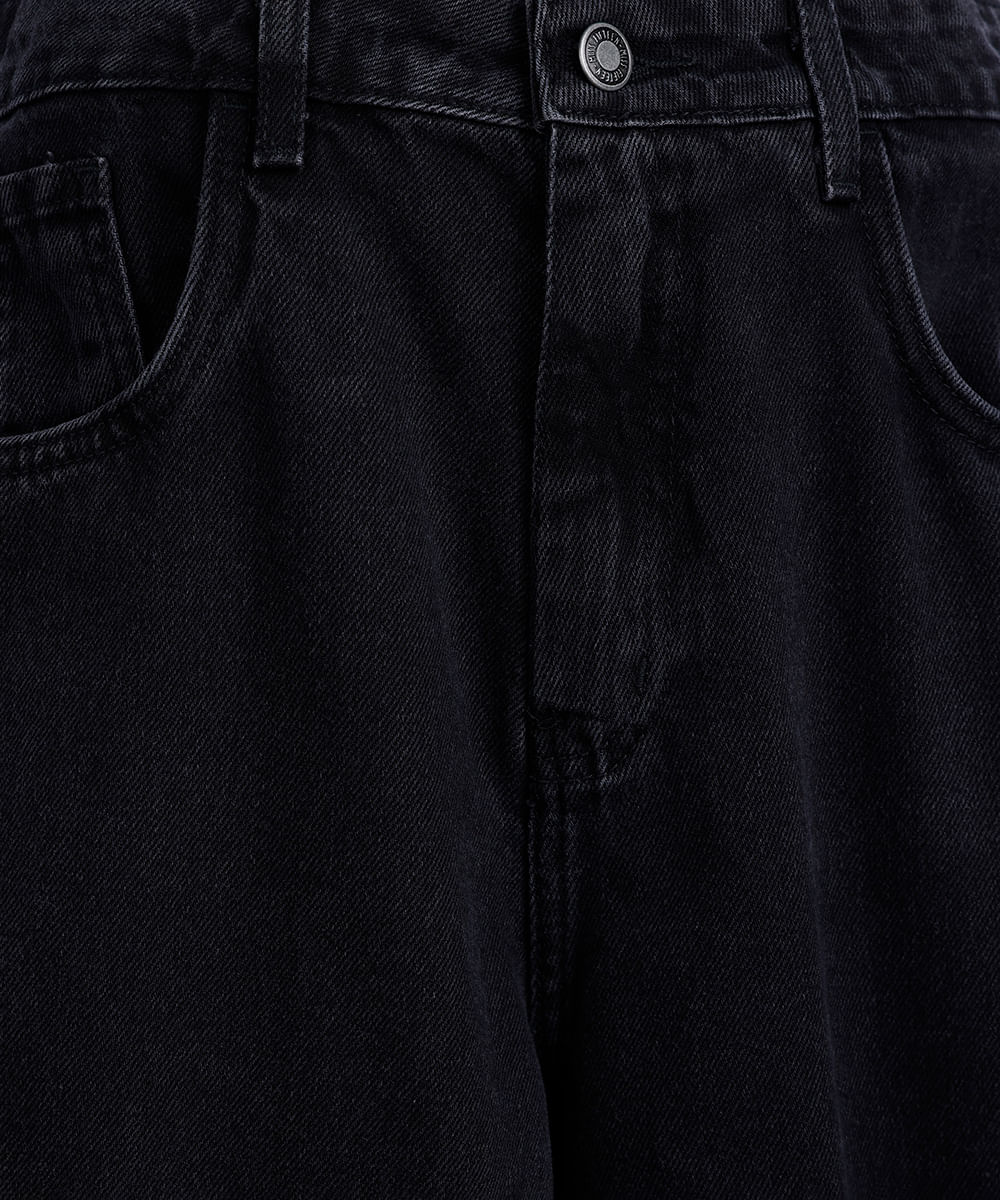 calça juvenil wide leg jeans preta