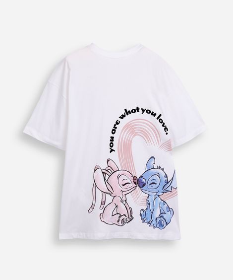 camiseta juvenil de algodão stitch e angel off white