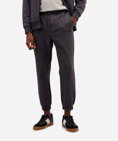 calça básica jogger masculina de moletom felpado cinza