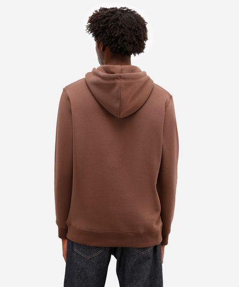 blusão masculino de moletom com capuz e bordado marrom