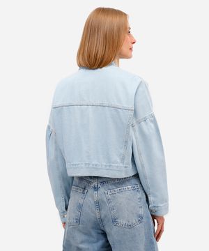 jaqueta cropped feminina jeans azul