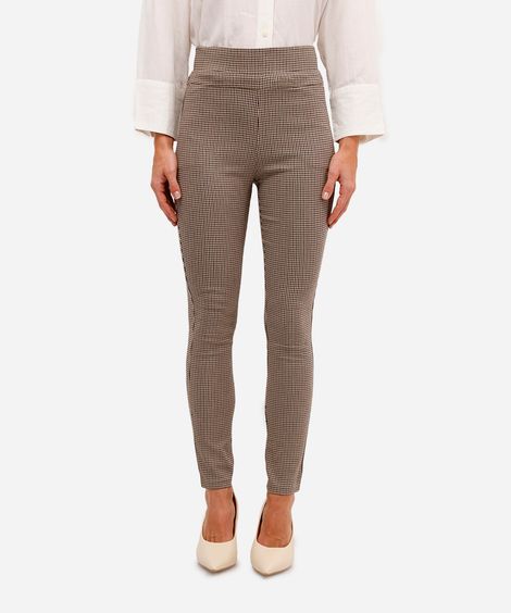calça legging feminina pied de poule bege