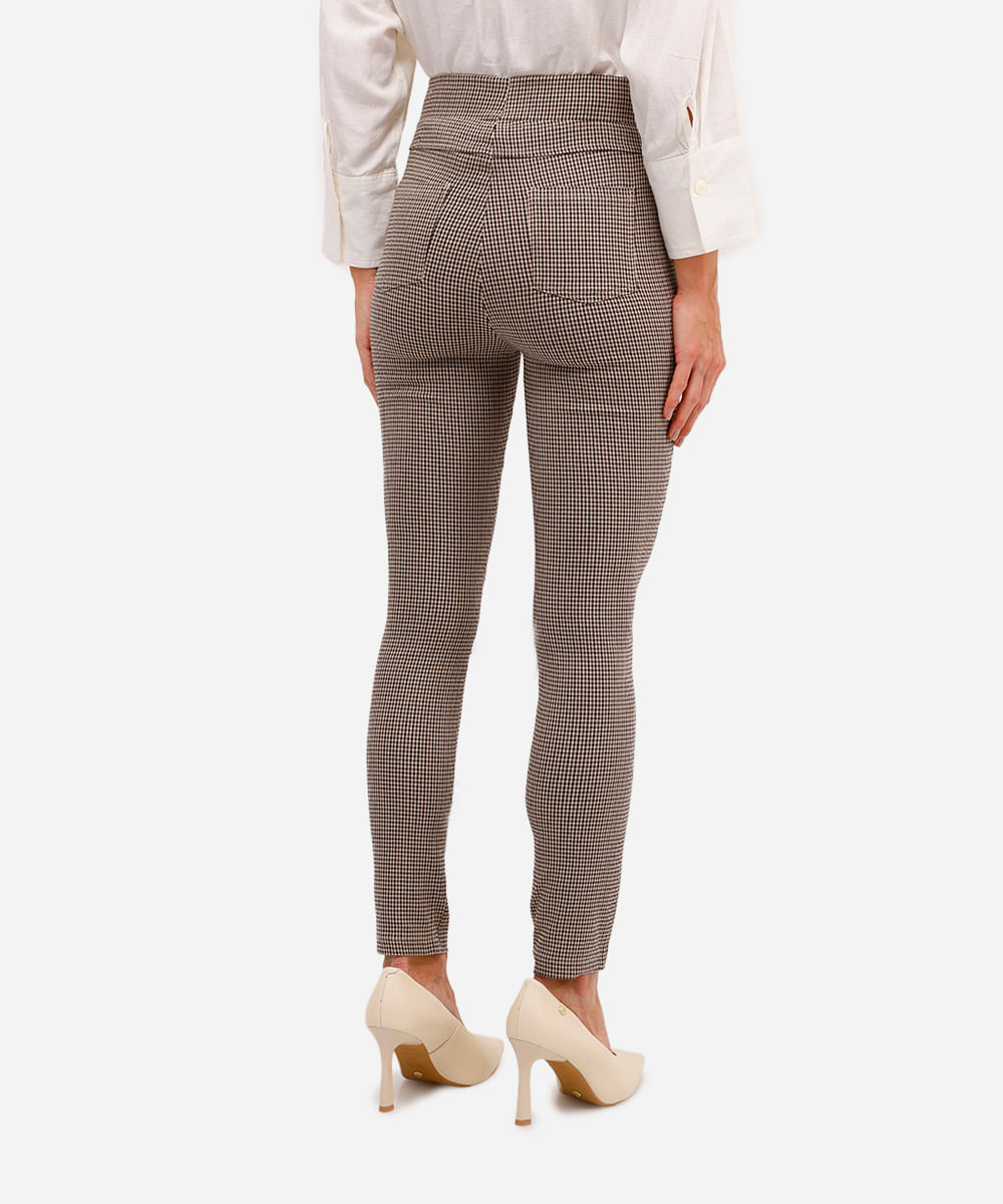 calça legging feminina pied de poule bege