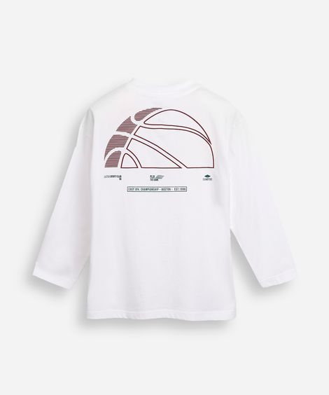 camiseta infantil de algodão manga longa boston off white