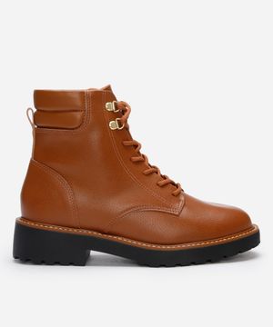bota coturno feminina cano curto tratorada vizzano marrom