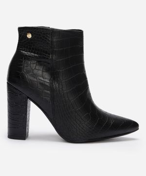 bota cano curto feminina croco vizzano preta